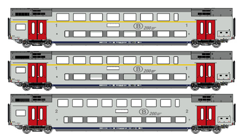 LS Models 43507 - 3pc Passenger Coach Set A, A & B of the SNCB